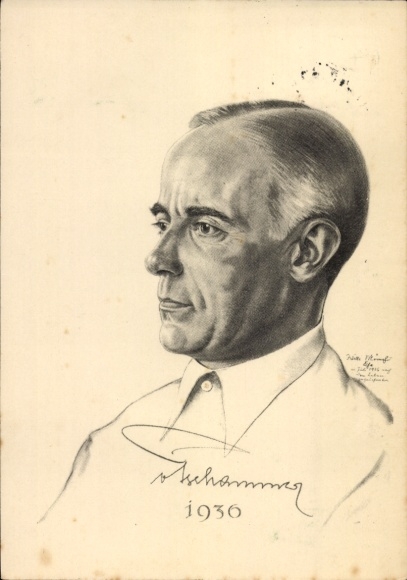 Artist Postcard Reichssportführer Hans von Tschammer und Osten, Portrait, German Olympic President