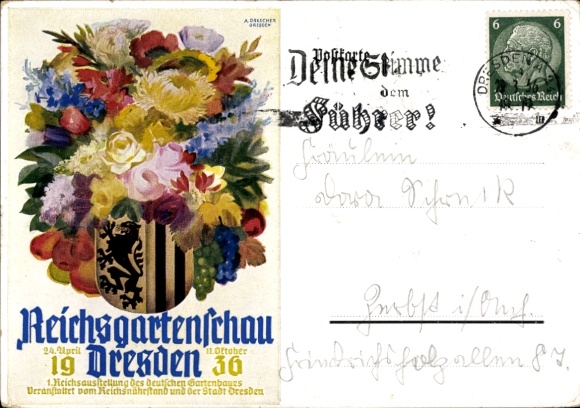 Künstler Wappen Ak Drescher, A., Dresden, Reichsgartenschau 1936