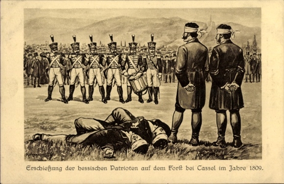 Ak Kassel, Hundertjahrfeier der Befreiung Kurhessens, Erschießung hessischer Patrioten 1809