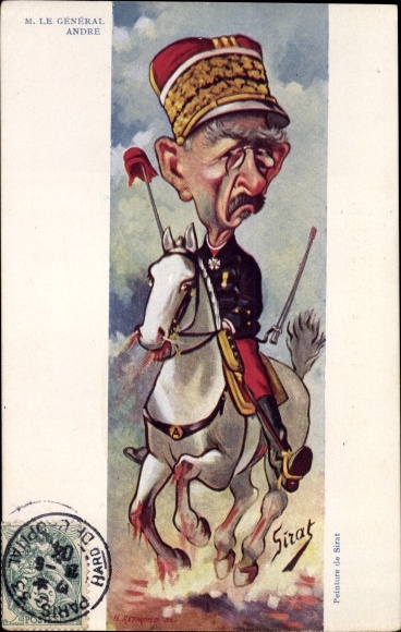 Artist PC Sirat, Le General Louis Andre, Caricature, Dreyfus Affair