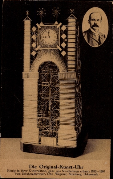 PC Strasburg in the Uckermark, original art clock, portrait Otto Wegener
