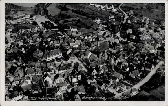 Postcard Herzogenaurach in Middle Franconia, aerial photograph