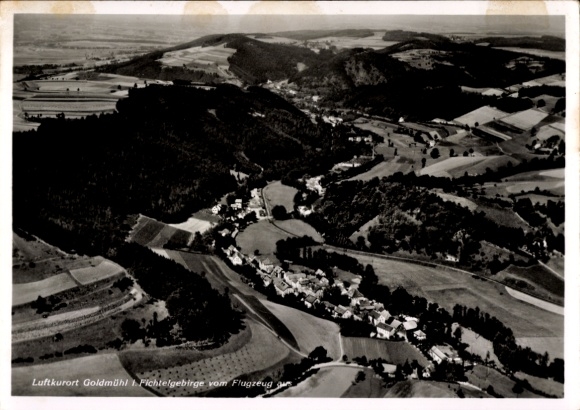Postcard Goldmühl Bad Berneck in the Fichtelgebirge Bavaria, aerial photograph
