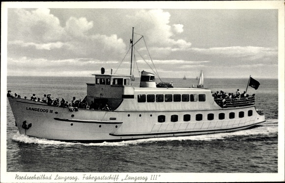 Ansichtkaart Nordseebad Langeoog Ostfriesland, passagiersschip Langeoog III