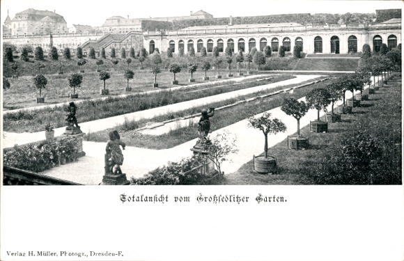 Ak Groß Sedlitz Großsedlitz Heidenau Saksen, totaalbeeld van de Großsedlitz-tuin
