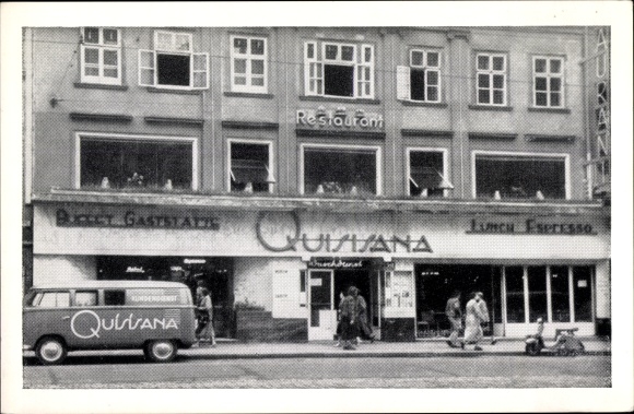 Postcard Wien 7. New building, buffet restaurant Quisisana, restaurant, owned by Schreindorfer, Mariahilfer Straße 34