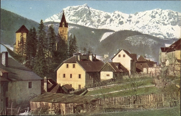Ak Eisenerz Steiermark, Ortsansicht gegen Kaiserschild