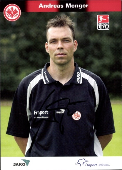 Autograph card assistant and goalkeeper coach Andreas Menger, Eintracht Frankfurt, autograph