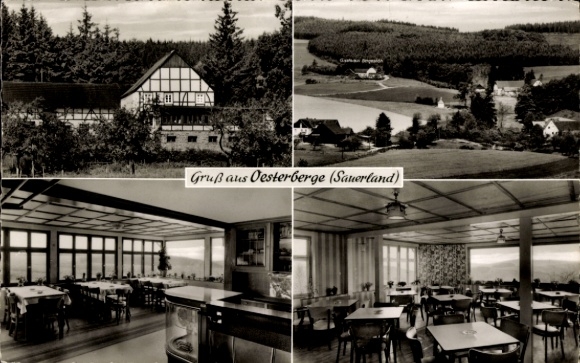 Postcard Oesterberge Eslohe in Sauerland, Gasthaus Bergeshöh, Joh. Quinkert, interior view