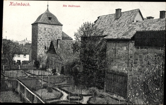 Postcard Kulmbach in Upper Franconia, old city wall, buildings, gardens