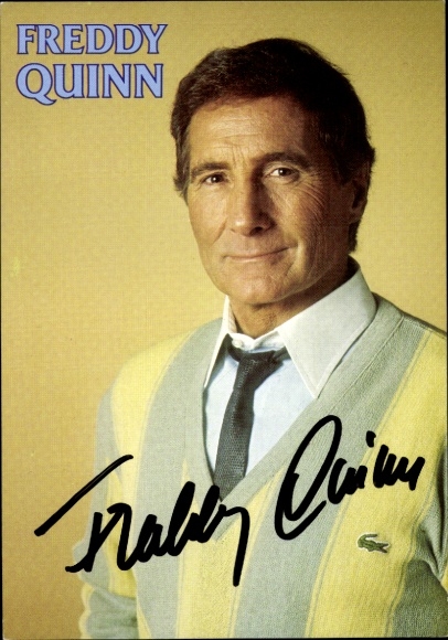 Postcard singer and actor Freddy Quinn, portrait, autograph
