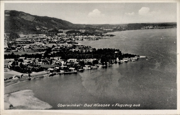 Postcard Oberwinkel Abwinkel Abwinkl Bad Wiessee am Tegernsee Upper Bavaria, aerial photograph