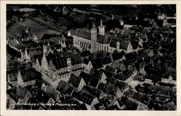 Ak Rothenburg ob der Tauber Mittelfranken, Fliegeraufnahme