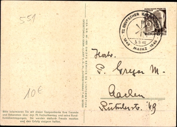 PC Mainz in Rhineland-Palatinate, 72nd German Catholic Day 1948, Don't complain, act!