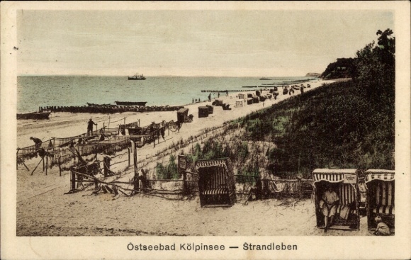 Postcard Ostseebad Kölpinsee on Usedom, beach life