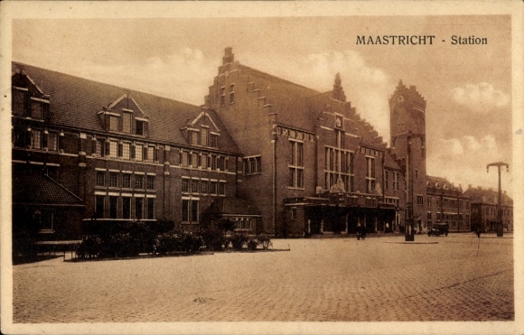 Postcard Maastricht-Limburg Netherlands, train station
