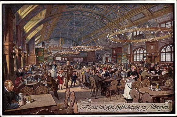 KP artystyczna Quidenus, F., Monachium, Bawaria, sala balowa w królewskim Hofbräuhaus