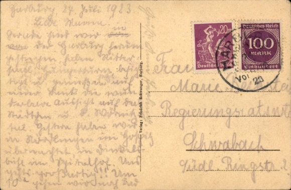 Postcard Donauwörth in Swabia Bavaria, view of Harburg with castle, on the river, nearby houses
