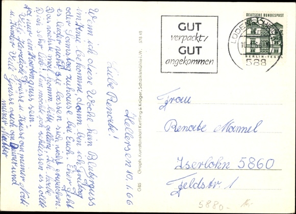 Postcard Hellersen Lüdenscheid in the Märkisches Kreis, hospital for sports injuries, LSB Sporthilfe eV.
