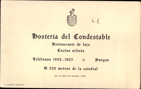 Ak Burgos Castilië en León, Hotel Condestable
