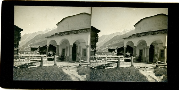 Stereo photo Zermatt Kt. Valais Switzerland, chapel