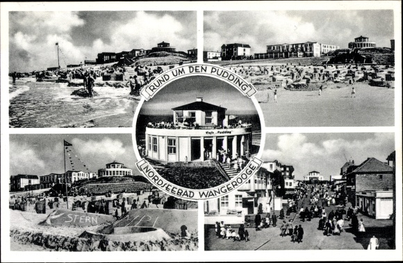 Postcard Nordseebad Wangerooge in Ostfriesland, around the pudding, beach, sandcastles