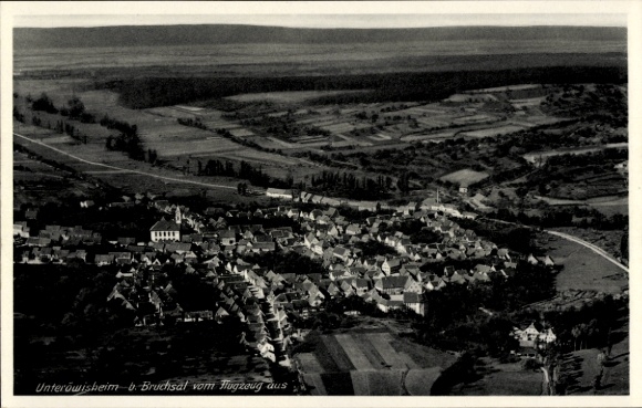 Postcard Unteröwisheim Kraichtal in Baden, aerial photograph