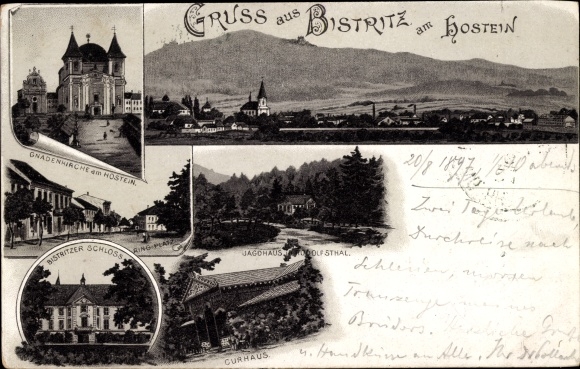 Litho Lisno Bystřice pod Hostýnem Bistritz am Hostein Region Zlin, Gnadenkirche, Schloss