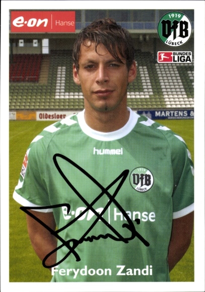 Autograph card footballer Ferydoon Zandi, VFB Lübeck, autograph