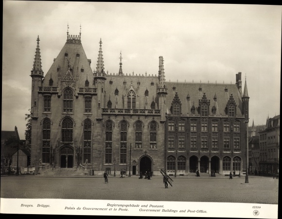 Photo Used Brügge Flandern Westflandern, Government Palace and Post Office, around