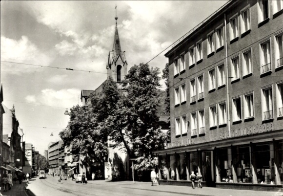 Ak Cottbus in der Niederlausitz, Spremberger Straße, Kirche im Hintergrund, alte Gebäude, Straßen