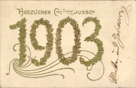 Embossed PC Happy New Year, year 1903
