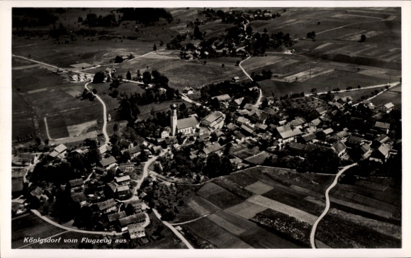 Postcard Königsdorf in Upper Bavaria, aerial photograph