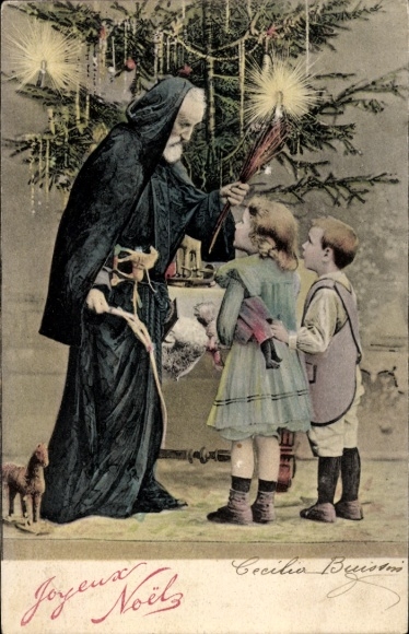 Ak Glückwunsch Weihnachten, Weihnachtsmann, Kinder, Tannenbaum, Geschenke