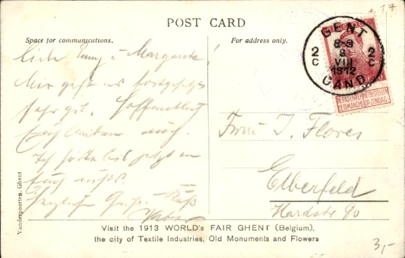 Artist Postcard Gand Gent Ghent East Flanders, International Universal Exhibition 1913, World Exhibition