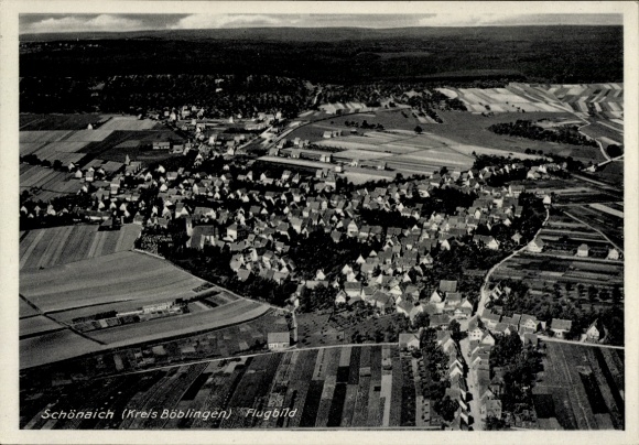 Ak Schönaich in Württemberg, Flugbild von  ländliche Umgebung, Bauten, Felder, Wald