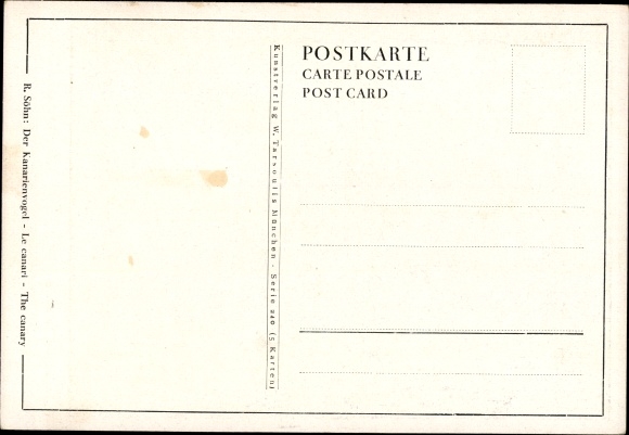 Artist Postcard Söhn, Richard, The Canary, Female Nude