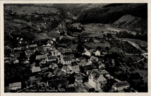 Postcard Gurtweil Waldshut Tiengen am Hochrhein, aerial photograph
