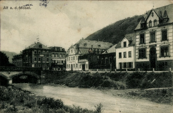 Ak Alf an der Mosel, Teilansicht, Gasthof, Apotheke