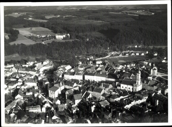 Postcard Traunstein in Upper Bavaria, town view, Chiemgau, Germany