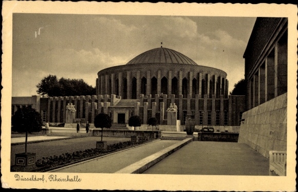 Ak Düsseldorf am Rhein, Große Ausstellung GeSoLei 1926,  Rheinhalle,  Architektur, schwarz-weiß