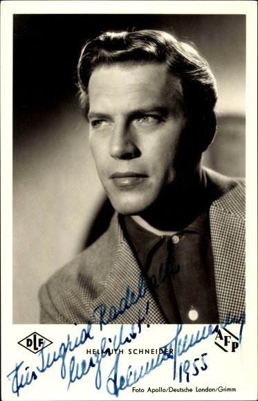 Postcard actor Helmuth Schneider, portrait, Aennchen von Tharau, autograph