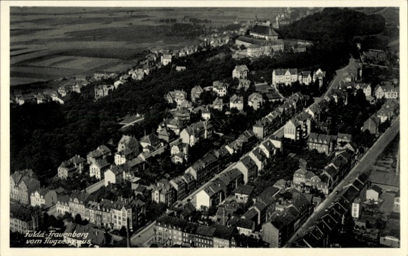 Ansichtkaart Fulda in Hessen, Frauenbergklooster, luchtfoto