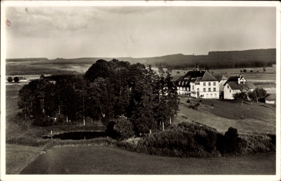 Ak Bad Dürrheim im Schwarzwald, Erholungsheim Ankenbuck,  Schwarzwald, Landschaft, Bäume, Teich