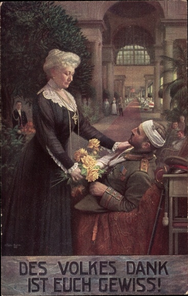 Artist PC Fischer, The people&#39;s thanks are certain, Empress Auguste Viktoria visits a war veteran