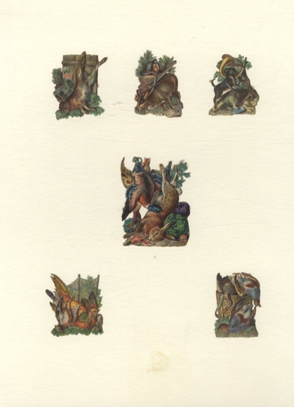 6 wafer hunting trophies, 6 x 5 cm to 4.5 x 3.5 cm