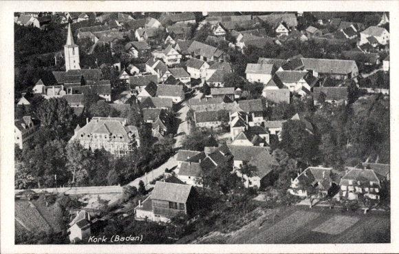 Postcard Kork Kehl am Rhein, aerial photograph