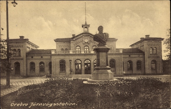 Postcard Örebro Schweden, Railway station