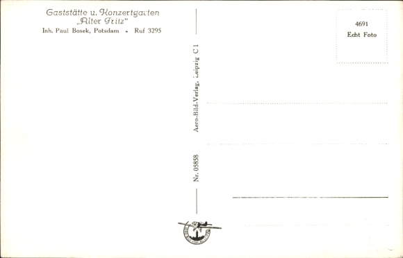 Postcard Potsdam in Brandenburg, restaurant and concert garden Alter Fritz, waiter