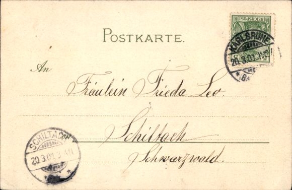 Artist Chromo-Litho Münch, Karlsruhe in Baden, Residenzschloss, Hermann and Dorothee